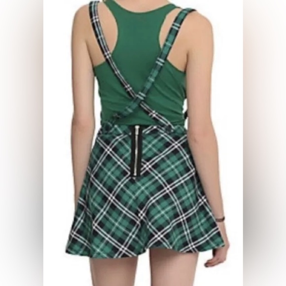 Royal bones green plaid skirt with straps. - Picture 3 of 10